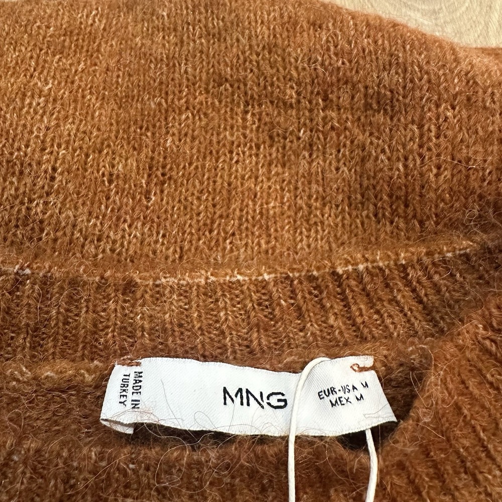 NWT MNG Mango Open Work-Detail Sweater Women's Sz M Rust Cottagecore Boho Fall - Picture 4 of 8